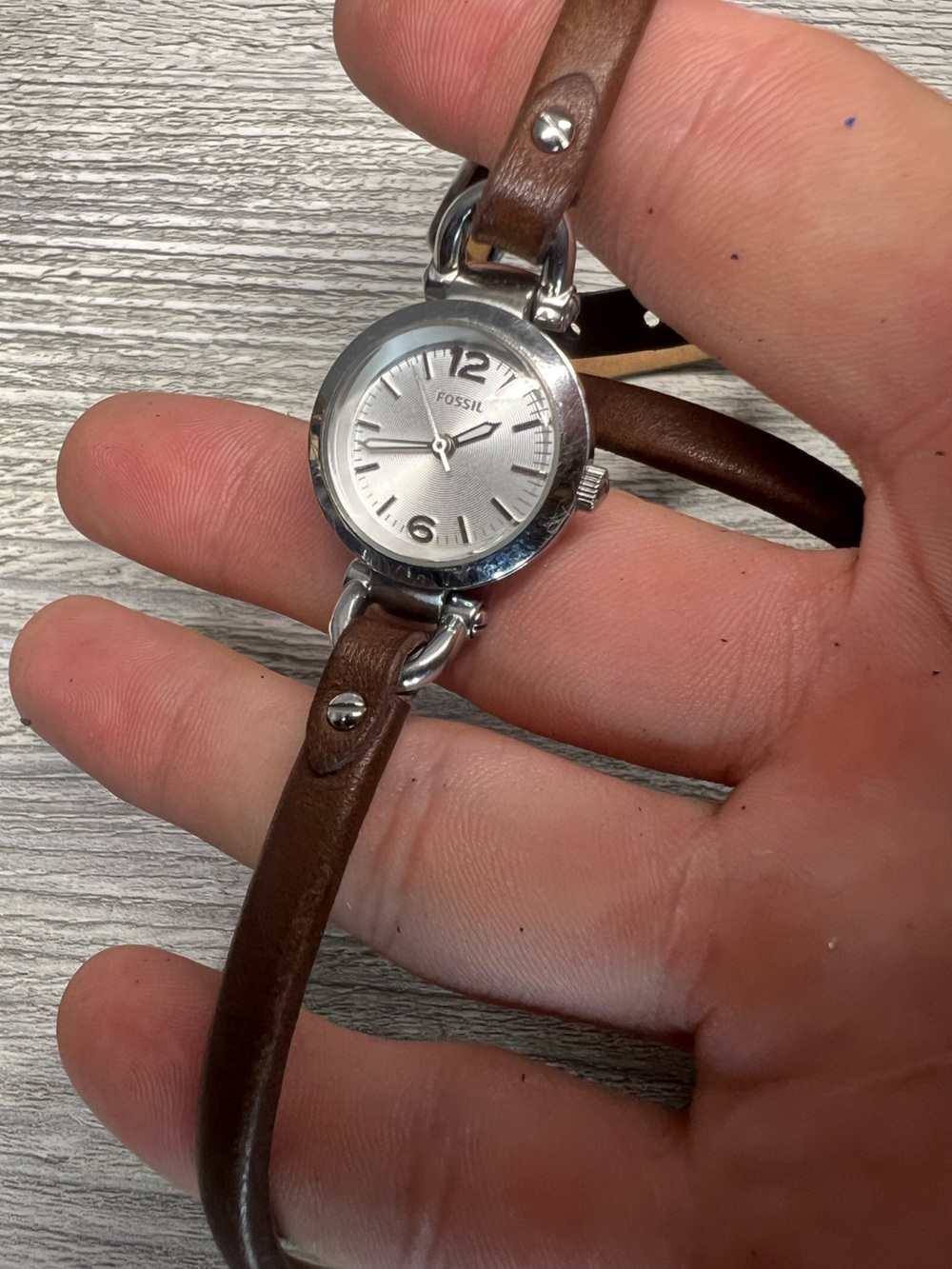 Fossil Brown Leather Strap Silver Dial Women's Watch - Picture 5 of 6